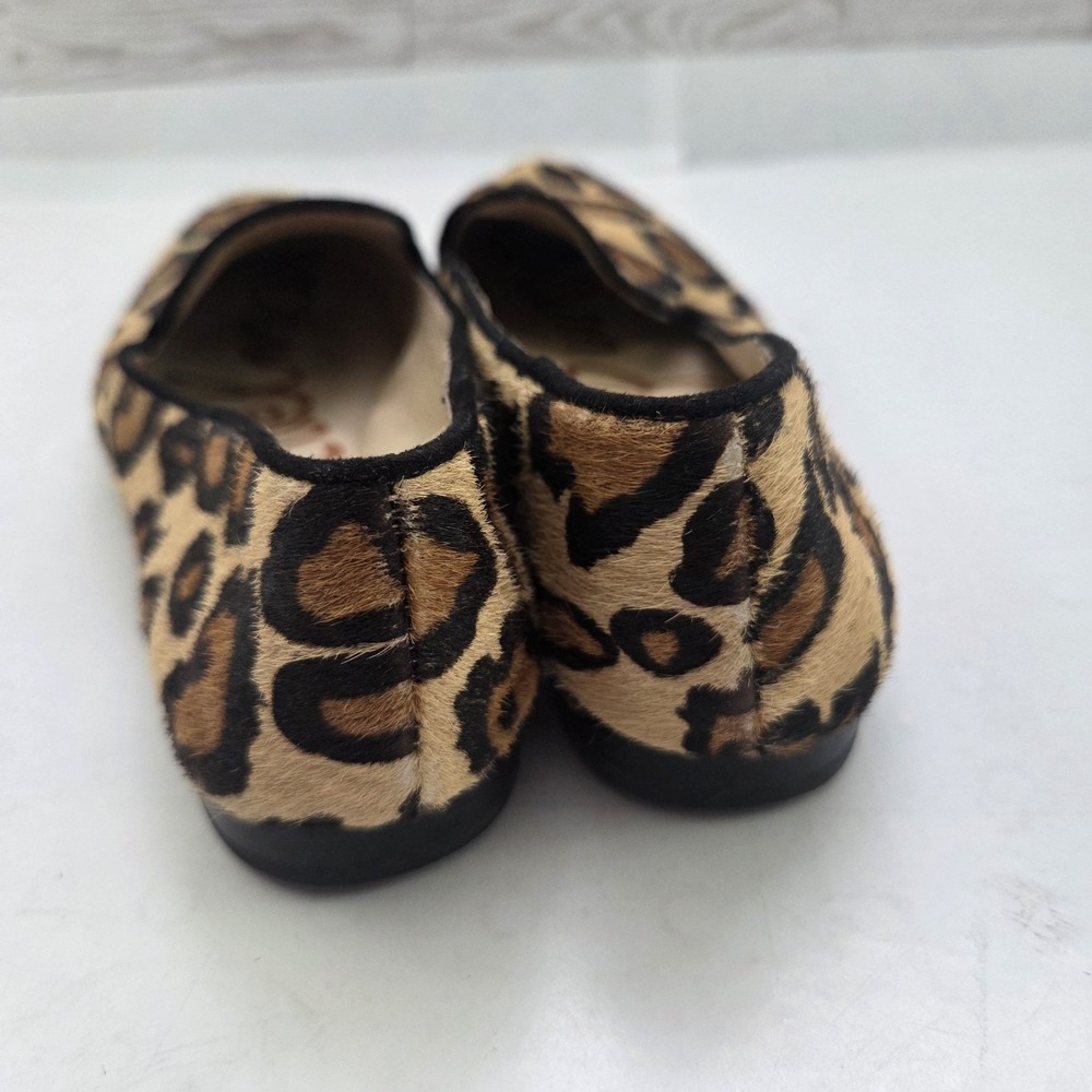 Sam Edelman Loafers Womens 6 M Leopard Calf Hair Smoking Flats Slip On Leather - Picture 3 of 10